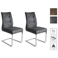 SCHWINGSTUHL-SET 2 Stück  in Stahl Mikrofaser  - Anthrazit/Silberfarben, LIFESTYLE, Textil/Metall (47/96/62cm) - MID.YOU