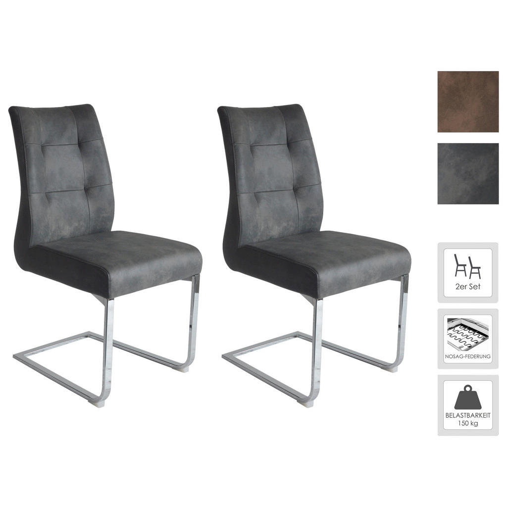 Schwingstuhl-set Marlen Xxl Anthrazit/silberfarben B: 47cm