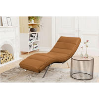 RELAXLIEGE in Echtleder Cognac  - Cognac/Silberfarben, Design, Leder/Metall (65/65-95/171cm) - Livetastic