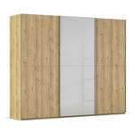 SCHWEBETÜRENSCHRANK 270/223/68 cm 3-türig Eichefarben, Chromfarben, Hellgrau  - Chromfarben/Eichefarben, Design, Glas/Holz (270/223/68cm) - Novel