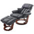 RELAXSESSEL Lederlook Kombination Echtleder/Lederlook Hocker, Relaxfunktion - Walnussfarben/Schwarz, KONVENTIONELL, Leder/Textil (90/104/91cm) - Cantus