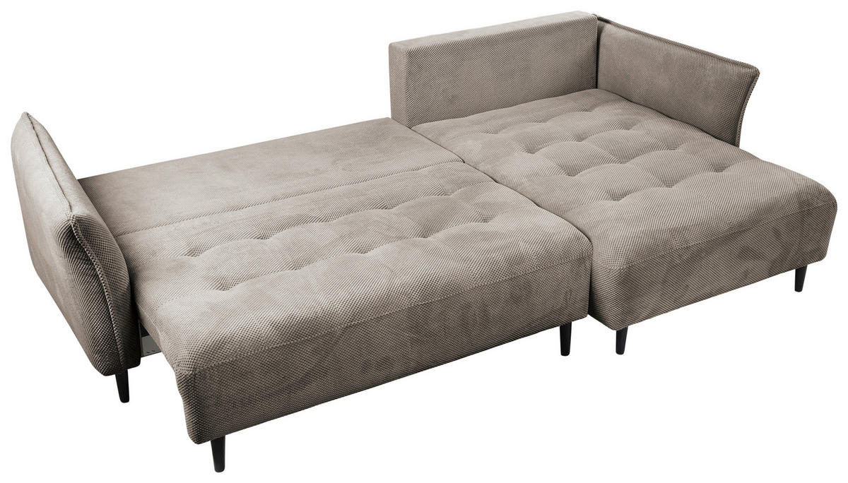 ECKSOFA in Chenille Taupe  - Taupe/Schwarz, Modern, Textil/Metall (285/200cm) - MID.YOU