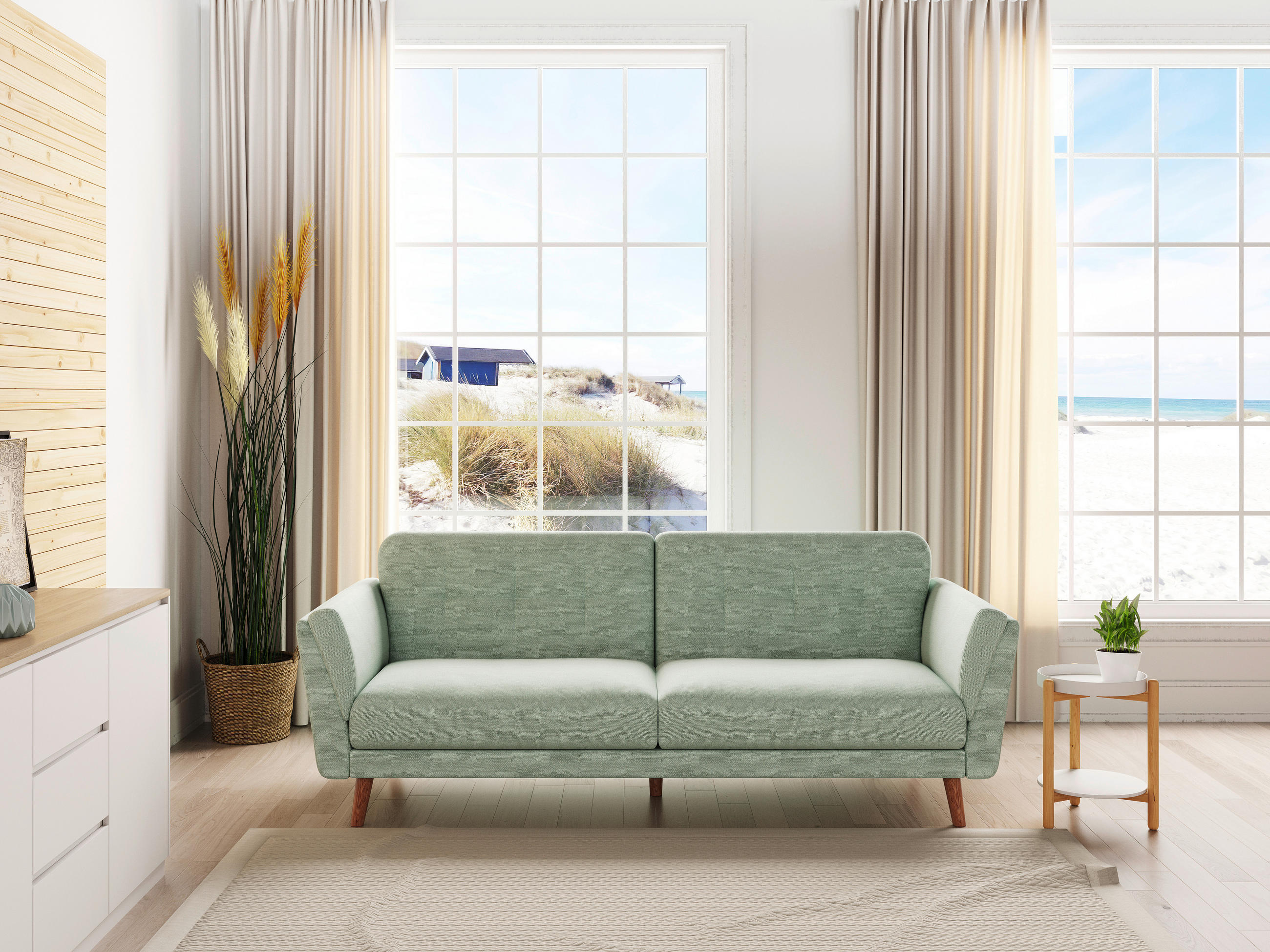 SCHLAFSOFA in Webstoff Mintgrün  - Mintgrün, MODERN, Holz/Textil (220,5/88/80,5cm) - MID.YOU