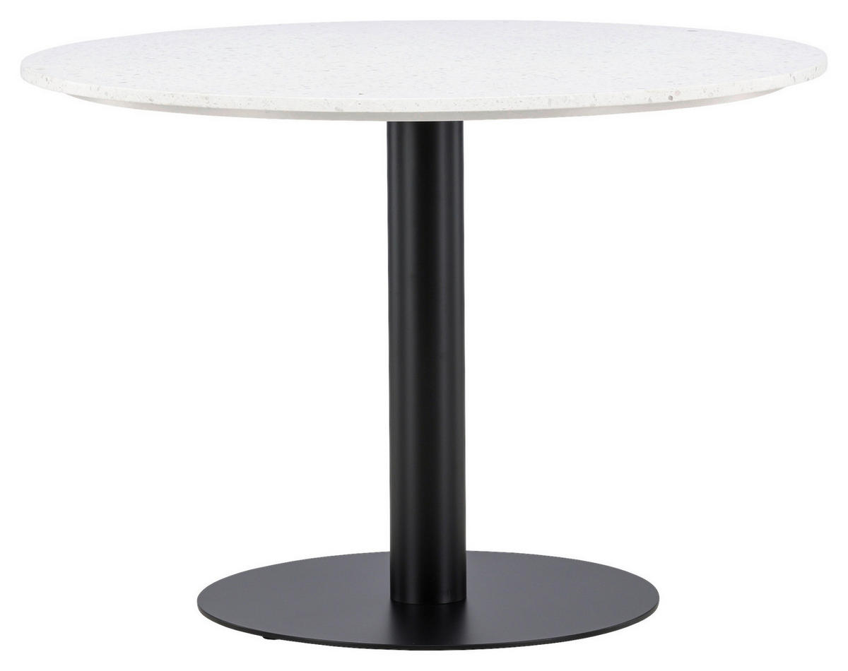 ESSTISCH in Metall, Stein 106/106/75 cm  - Schwarz/Weiß, Design, Stein/Metall (106/106/75cm) - Livetastic