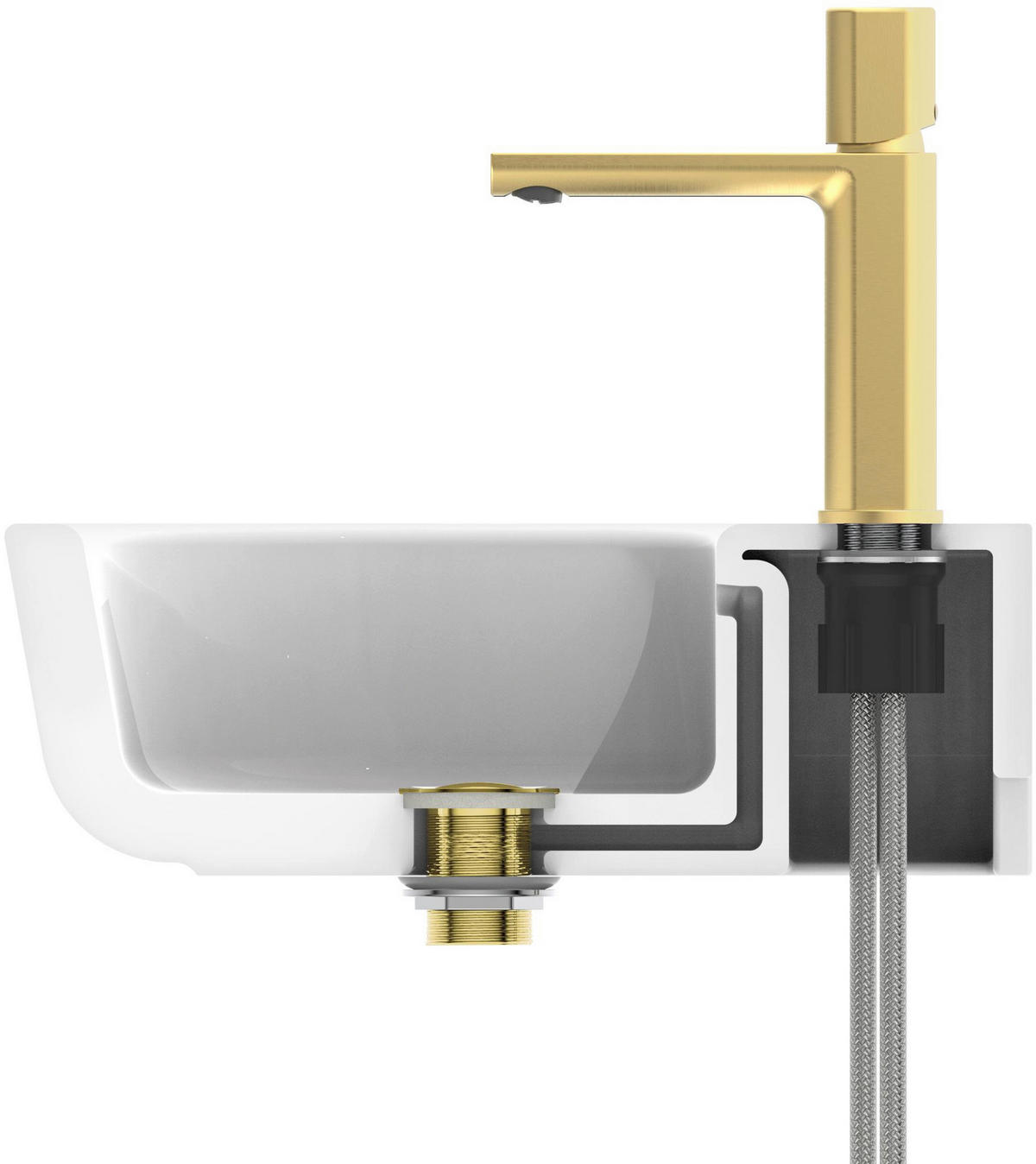 WASCHTISCHARMATUR 33616  - Goldfarben, Basics, Metall (3,75/20/17,3cm) - Schütte