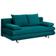 SCHLAFSOFA in Samt Petrol  - Chromfarben/Petrol, Design, Kunststoff/Textil (196/74/90cm) - Carryhome