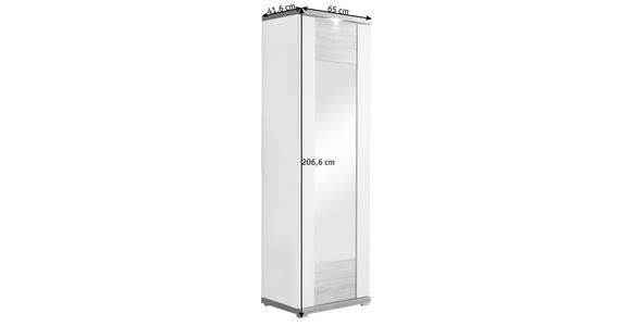 GARDEROBENSCHRANK in 65/206,6/41,6 cm - Chromfarben/Eichefarben, Design, Glas/Holzwerkstoff (65/206,6/41,6cm) - Xora