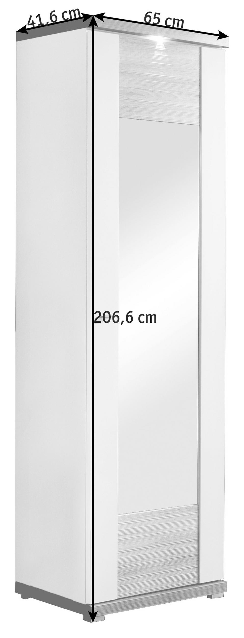 GARDEROBENSCHRANK  in 65/206,6/41,6 cm  - Chromfarben/Eichefarben, Design, Glas/Holzwerkstoff (65/206,6/41,6cm) - Xora