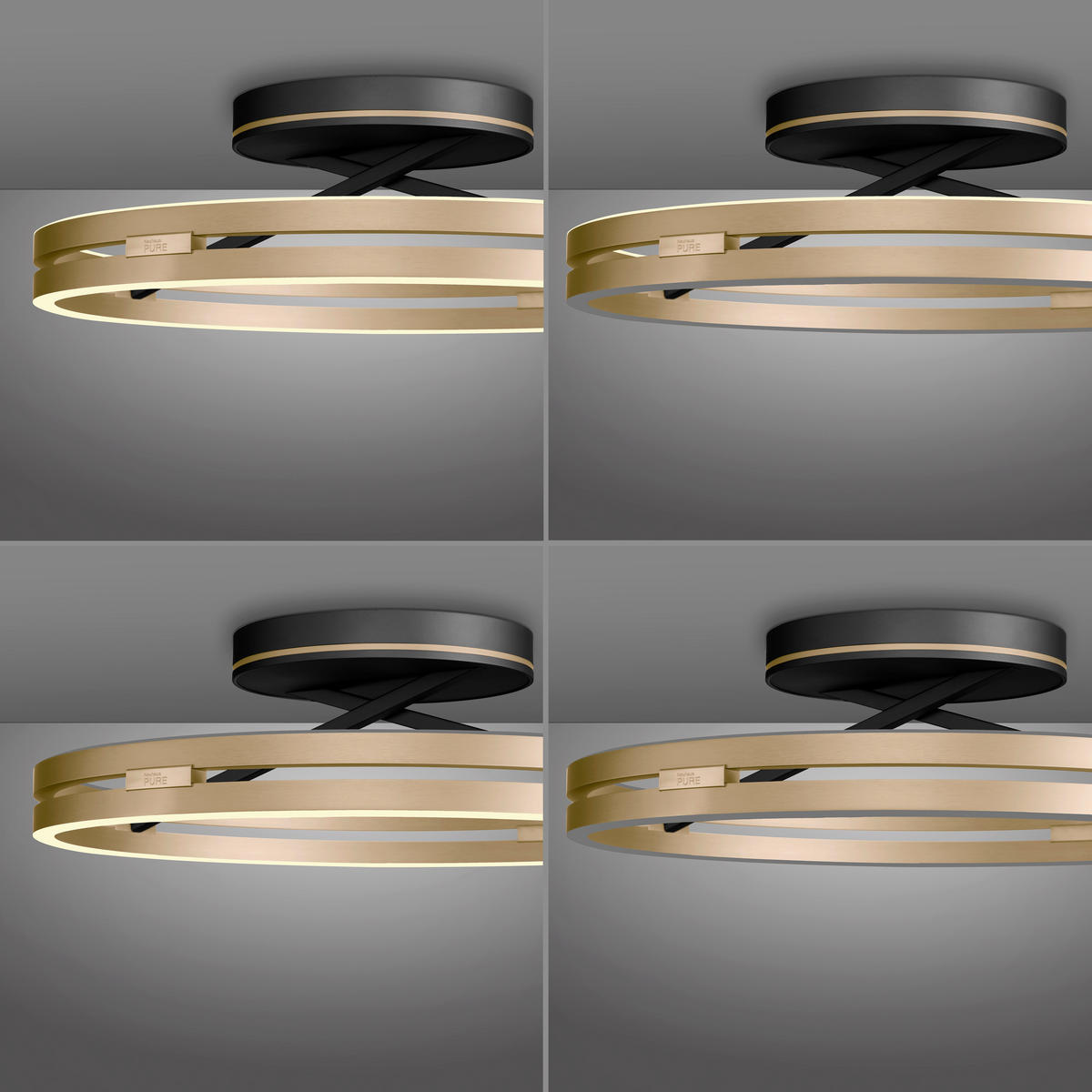 LED-DECKENLEUCHTE 60/60/17.8 cm  - Messingfarben/Schwarz, Design, Kunststoff/Metall (60/60/17.8cm) - Neuhaus PURE