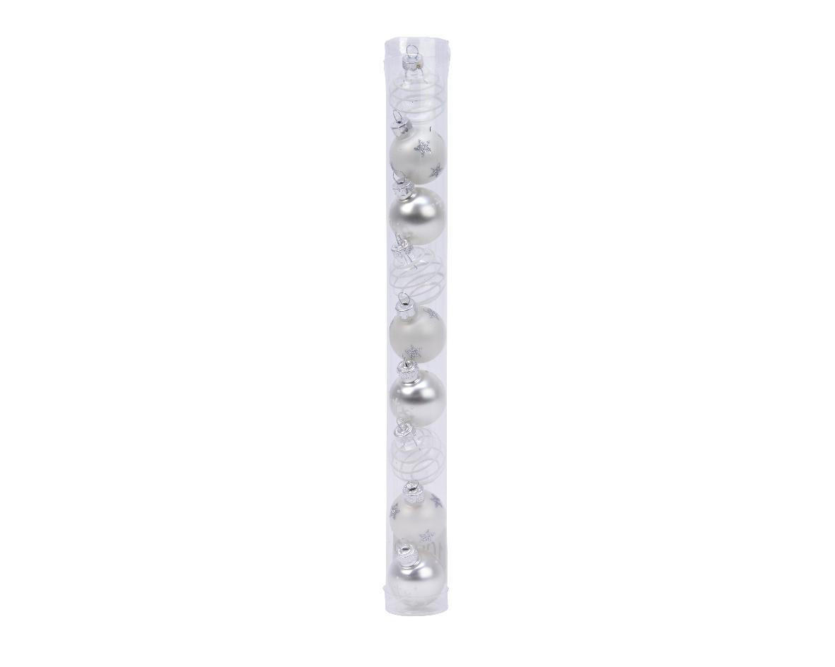 SET KUGLI ZA JELKU - srebrna, Lajfstajl, staklo (19/15,5/32cm) - X-Mas