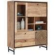 HIGHBOARD Schwarz, Akaziefarben 115/148/42 cm - Schwarz/Akaziefarben, Design, Glas/Holz (115/148/42cm) - Ambia Home