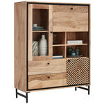 HIGHBOARD  in 115/148/42 cm  - Schwarz/Akaziefarben, Design, Glas/Holz (115/148/42cm) - Carryhome
