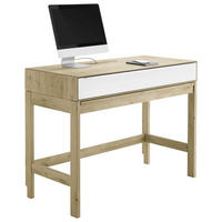 SCHREIBTISCH 122/58,3/93,4 cm  in Weiß, Eiche Bianco  - Eiche Bianco/Edelstahlfarben, Natur, Glas/Holz (122/58,3/93,4cm) - Valnatura