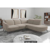 ECKSOFA Mikrofaser Beige  - Beige/Schwarz, Konventionell, Textil/Metall (300/267cm) - Sit & More