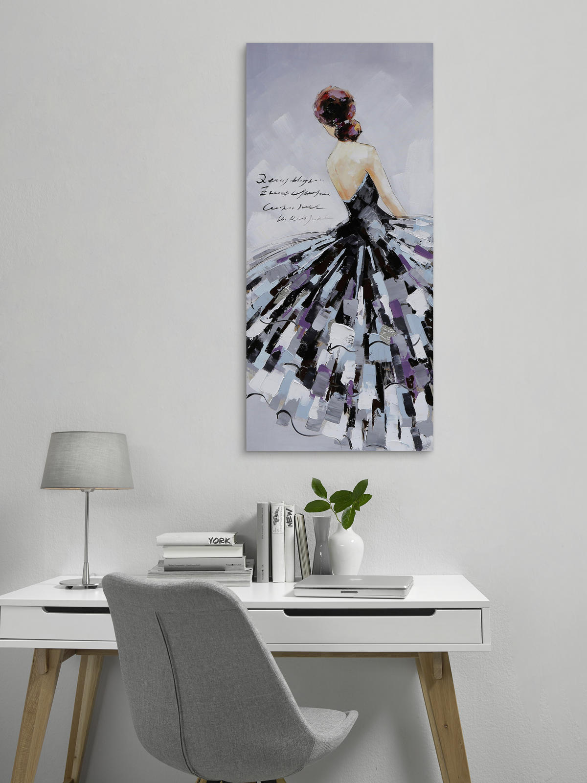 ÖLGEMÄLDE 55/120 cm  - Schwarz/Weiß, LIFESTYLE, Holz/Textil (55/120cm) - Monee