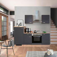 KÜCHENBLOCK   in Dunkelgrau, Eiche San Remo  - Edelstahlfarben/Dunkelgrau, MODERN, Holzwerkstoff/Metall (220/200/60cm) - FlexWell