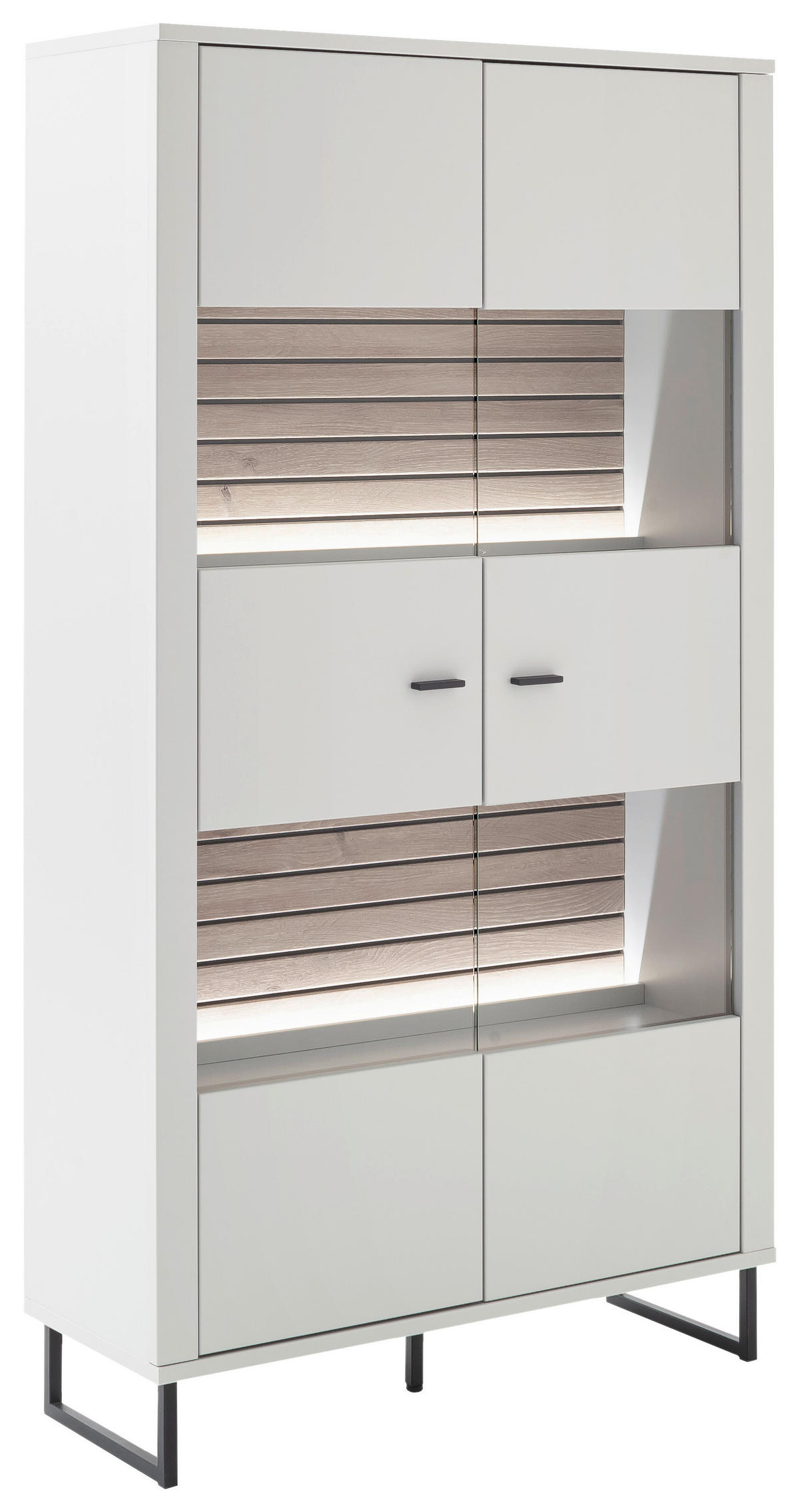 VITRINE Weiss, Eichefarben  100/185/37 cm  - Weiss/Eichefarben, Design, Glas/Holzwerkstoff (100/185/37cm) - Stylife