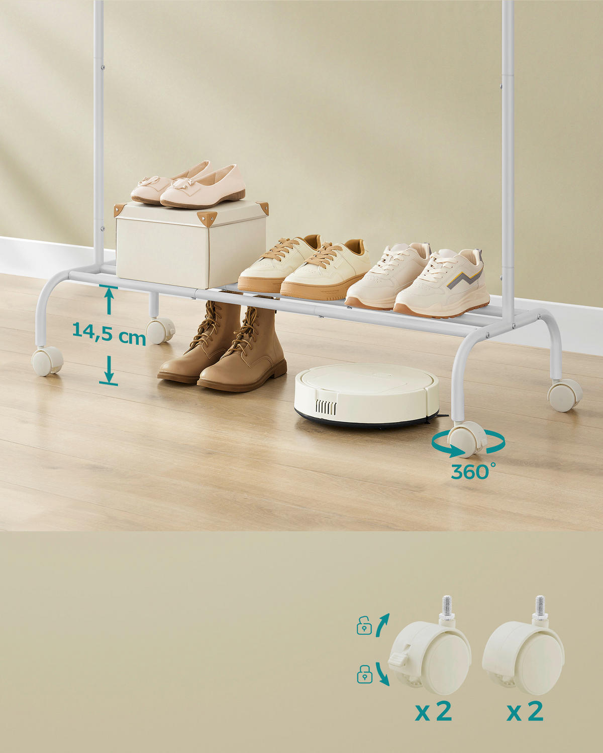 KLEIDERSTÄNDER in Weiß 103,5/155/41 cm   - Weiß, Trend, Kunststoff/Metall (103,5/155/41cm) - Boxxx