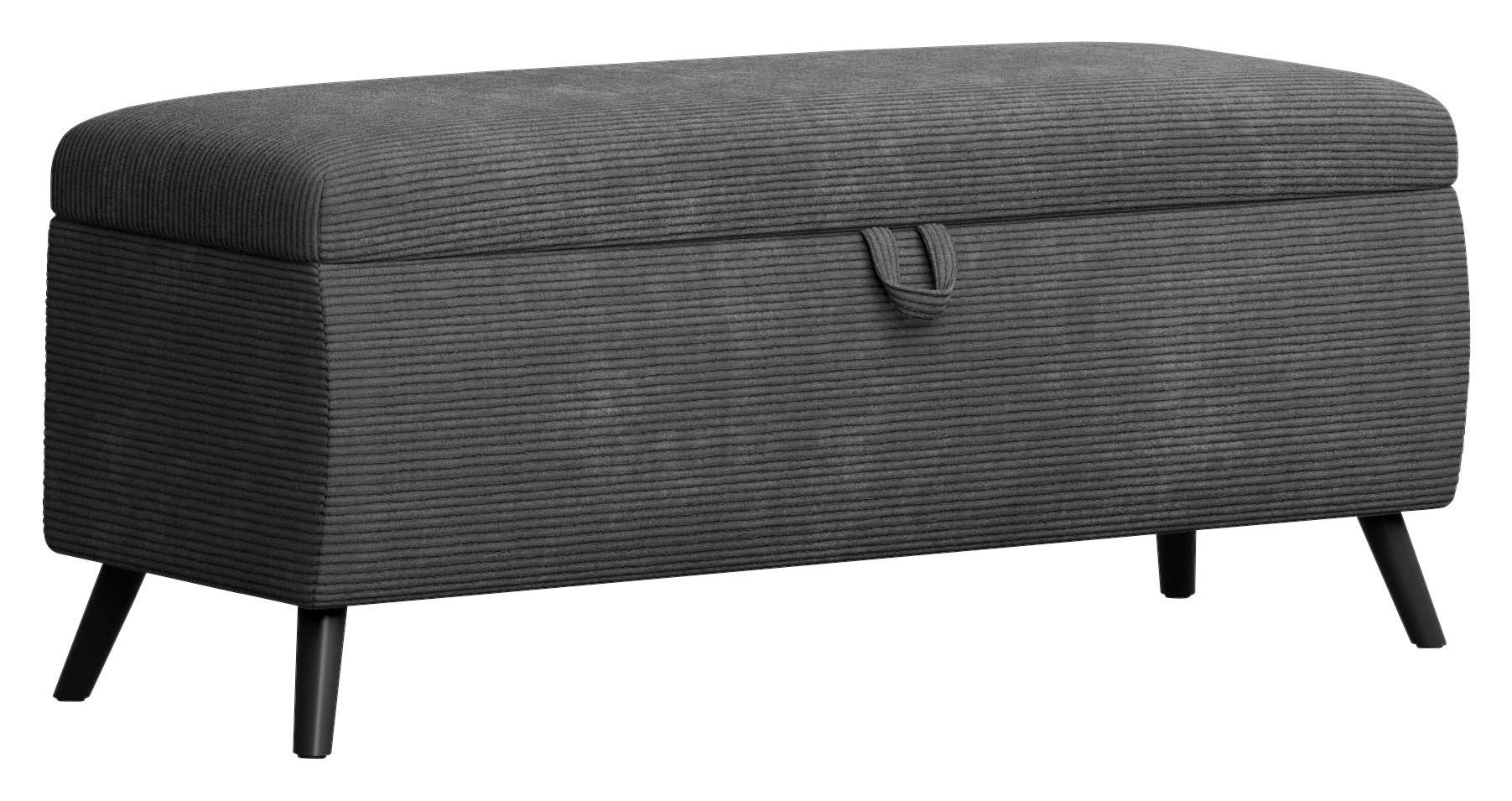 BETTBANK Cord Buche Schwarz  - Schwarz, Trend, Holz/Textil (145/45/50cm) - Esposa
