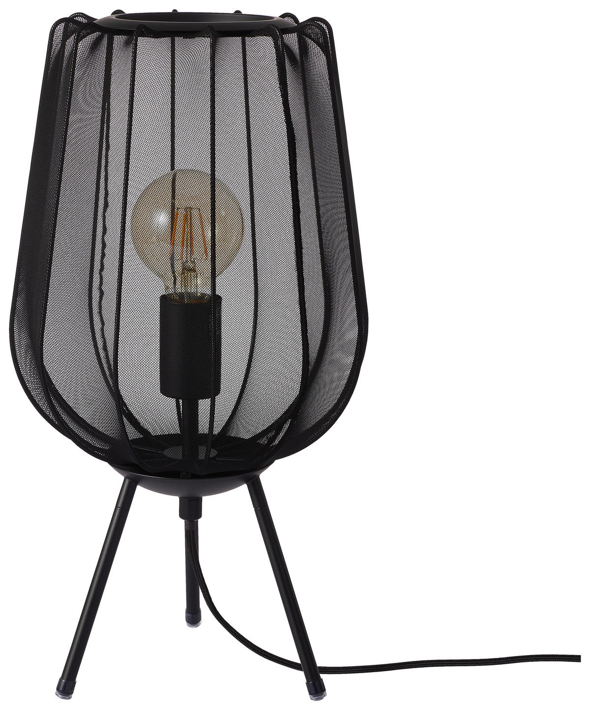 TISCHLEUCHTE 25/45 cm   - Schwarz, Trend, Textil/Metall (25/45cm) - Light & Living