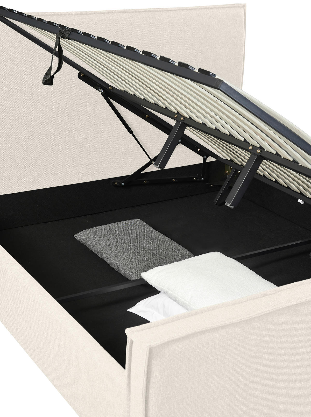 POLSTERBETT Lattenrost, Bettkasten Creme 180/200 cm  - Creme/Schwarz, MODERN, Holz/Kunststoff (180/200cm) - Livetastic