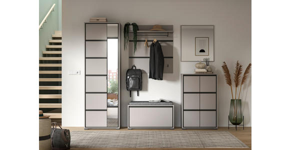 GARDEROBE 65/196/37 cm  - Schwarz/Grau, Design, Glas/Holzwerkstoff (65/196/37cm) - Xora