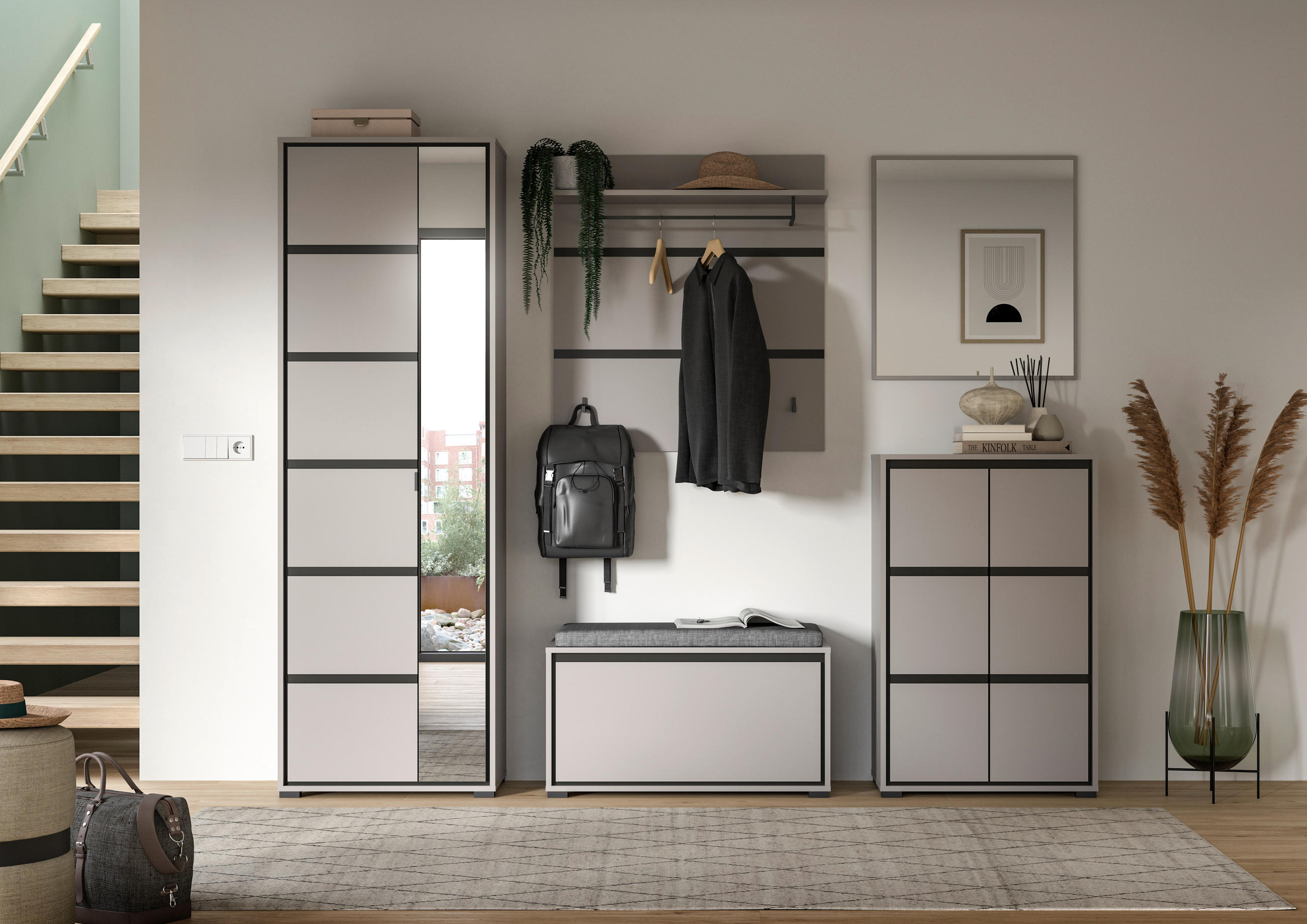 SCHUHSCHRANK Grau, Schwarz  - Schwarz/Grau, Design, Holzwerkstoff (65/103/37cm) - Xora