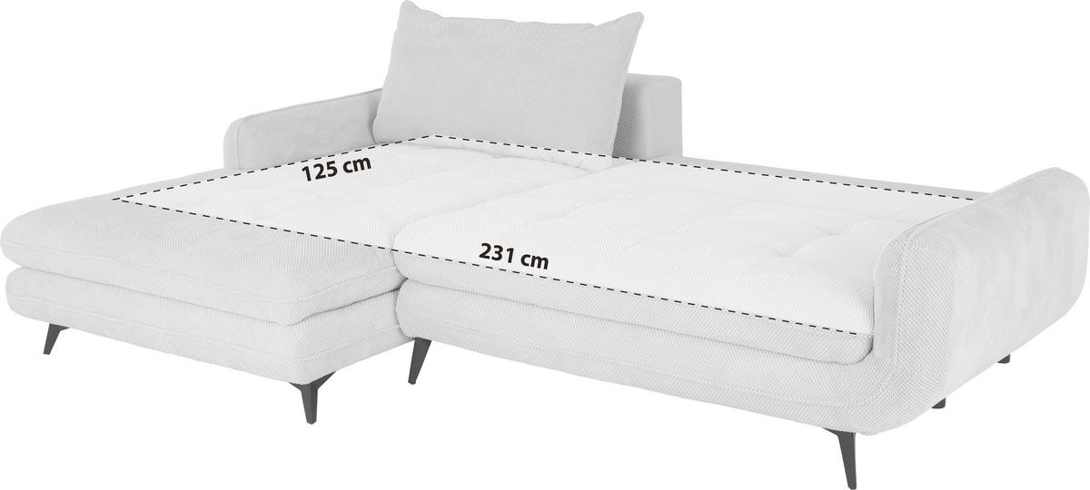ECKSOFA WAVE Schwarz Struktur  - Beige/Schwarz, MODERN, Textil/Metall (189/266cm) - MID.YOU