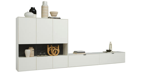 WOHNWAND in Weiß 348,8/171,9/37,1 cm - Schwarz/Weiß, Design, Glas/Keramik (348,8/171,9/37,1cm) - Dieter Knoll