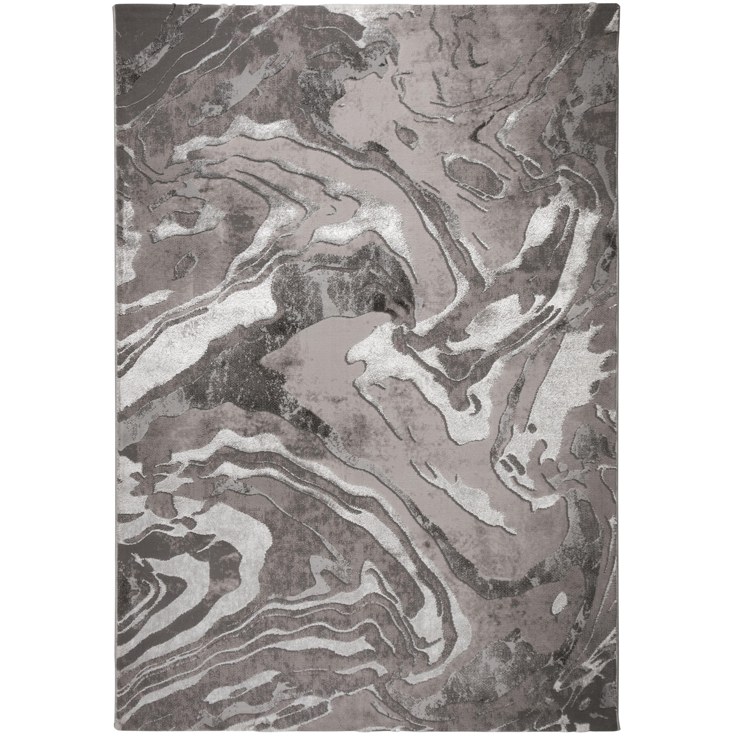 TEPPICH Marmor-Design, metallisch OUSE JOY, Silber 80x150 cm - Silberfarben, Textil (80/150cm) - KADIMA DESIGN