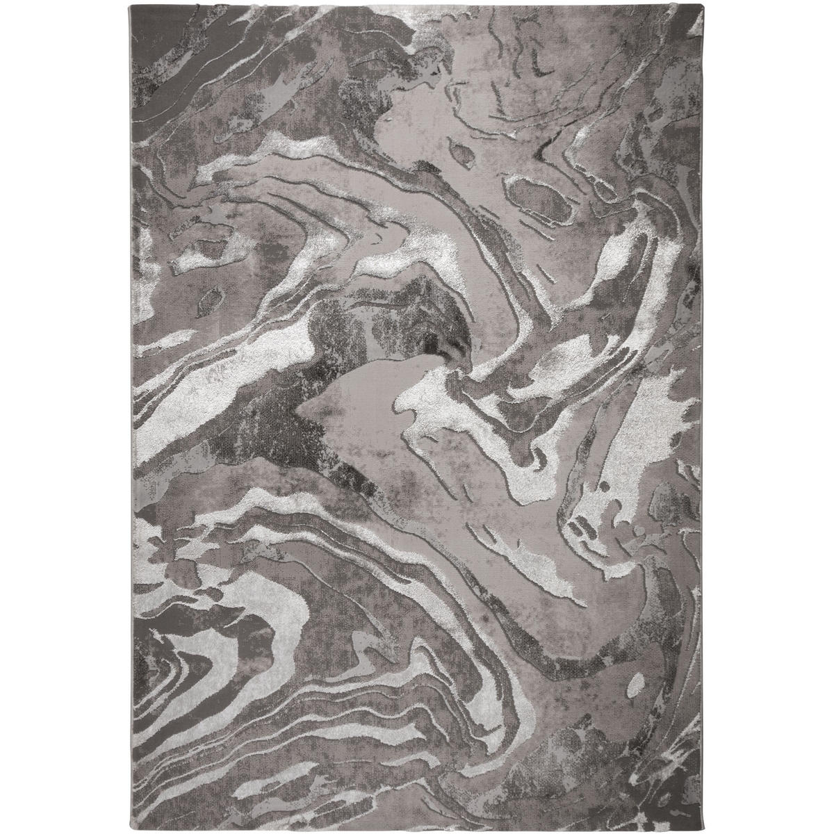 TEPPICH Marmor-Design, metallisch OUSE JOY, Silber 80x150 cm - Silberfarben, Textil (80/150cm) - KADIMA DESIGN