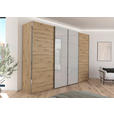 SCHWEBETÜRENSCHRANK 316/235/68 cm 4-türig Grau, Eiche Artisan  - Chromfarben/Eiche Artisan, KONVENTIONELL, Glas/Holzwerkstoff (316/235/68cm) - Novel