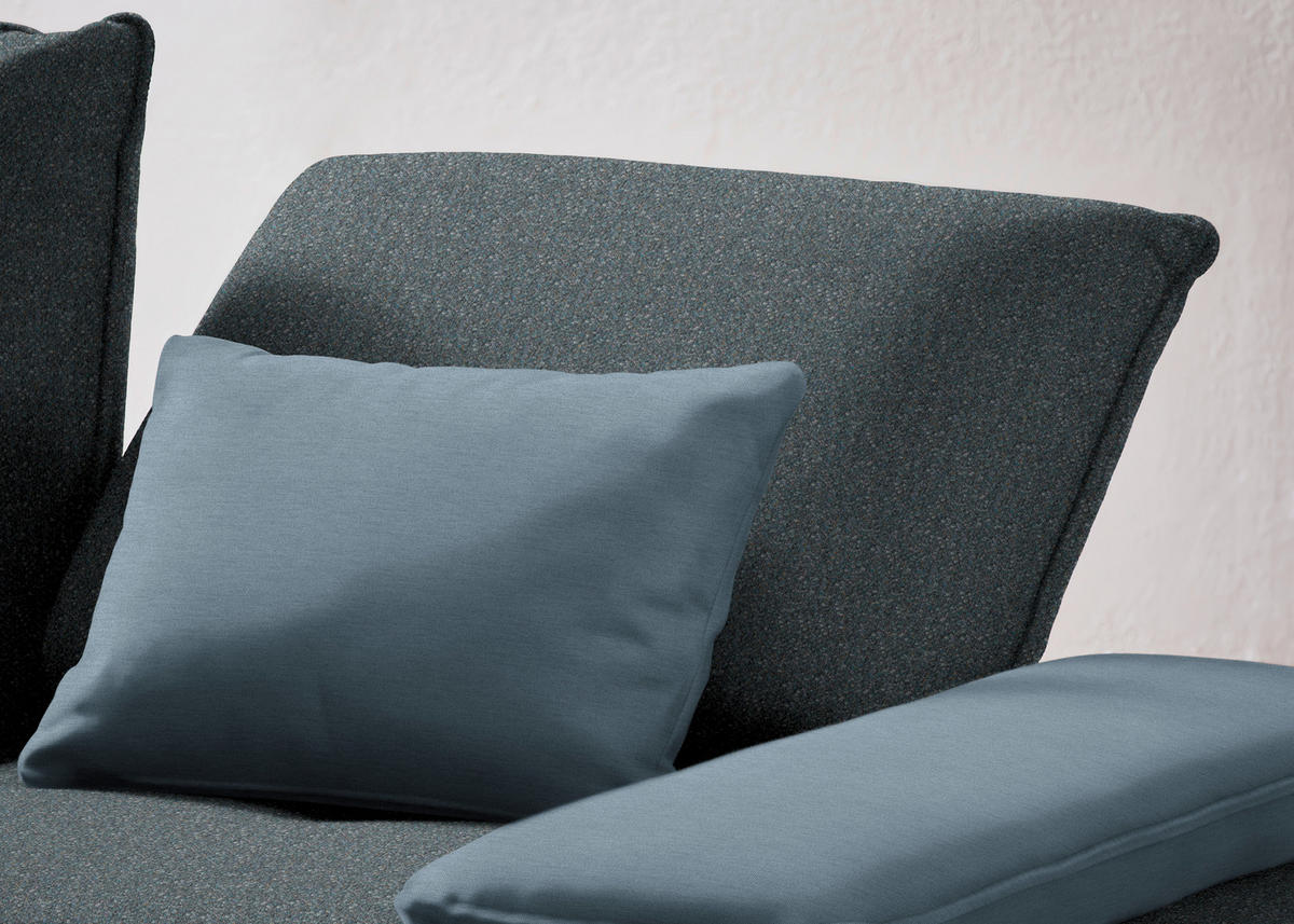 ECKSOFA in Flachgewebe Blaugrau  - Blaugrau/Schwarz, Design, Textil/Metall (310/250cm) - Moderano