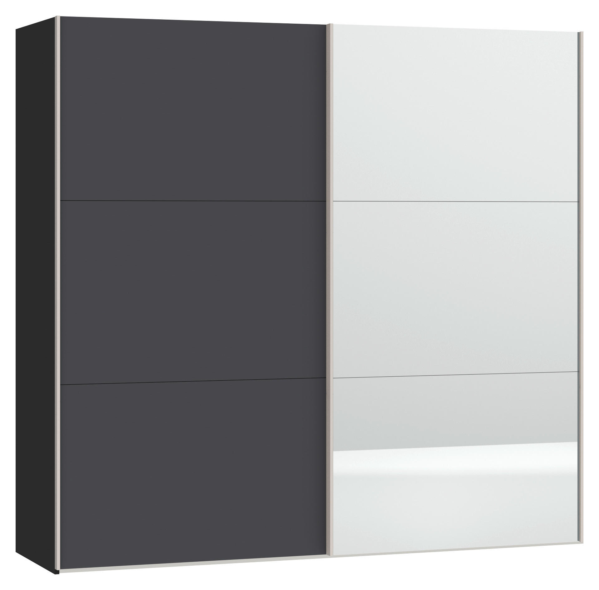 SCHWEBETÜRENSCHRANK  in Anthrazit, Schwarz  - Edelstahlfarben/Anthrazit, Design, Glas/Holzwerkstoff (203/195/65cm) - Carryhome