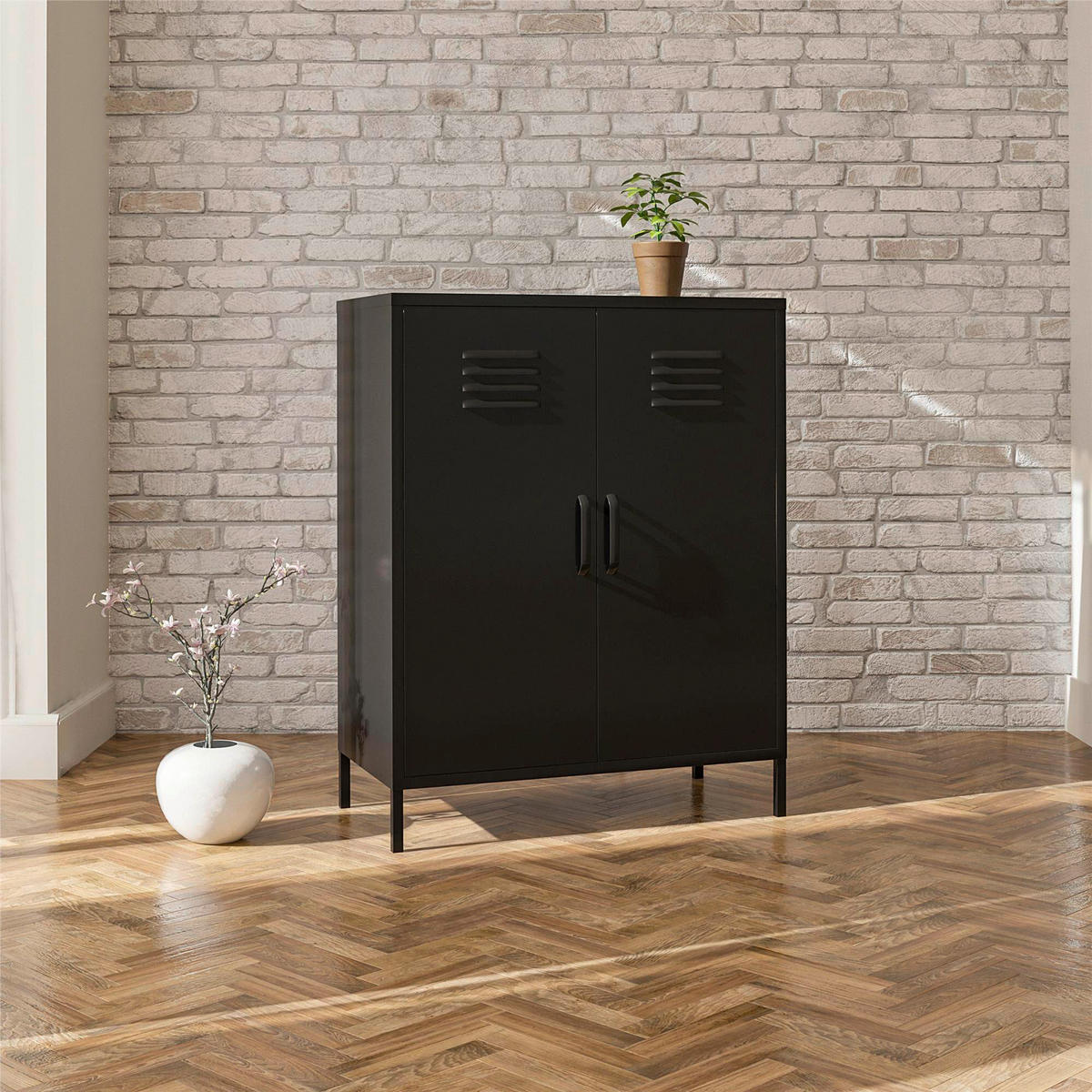 SIDEBOARD Mission District  in 40/102/80 cm  - Schwarz, Design, Metall (40/102/80cm) - MID.YOU