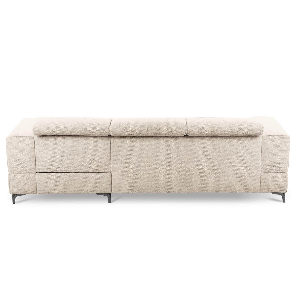ECKSOFA TORINO Beige Chenille Bettkasten, Kopfteilverstellung  - Beige/Schwarzchrom, Design, Textil/Metall (247/173cm) - Livetastic