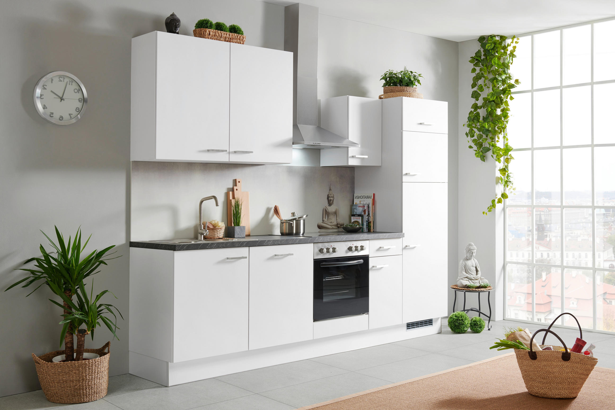 KUCHYNSKÁ LINKA VE120 280 - čierna/svetlosivá, Basics, kompozitné drevo (280cm) - Venda