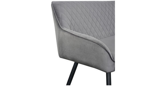 SITZBANK 163/83/63 cm Samt Grau, Schwarz  - Schwarz/Grau, Design, Textil/Metall (163/83/63cm) - Novel