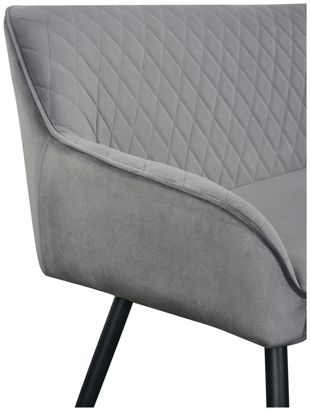 SITZBANK 163/83/63 cm Samt Grau, Schwarz  - Schwarz/Grau, Design, Textil/Metall (163/83/63cm) - Novel