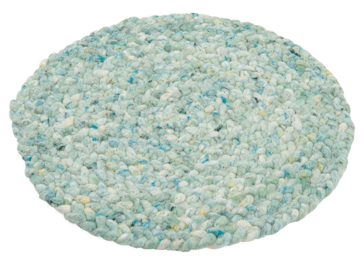 HANDWEBTEPPICH 35 cm Blau, Gelb, Türkis, Hellgrau, Beige, Koralle  - Türkis/Blau, KONVENTIONELL, Textil (35cm) - Linea Natura