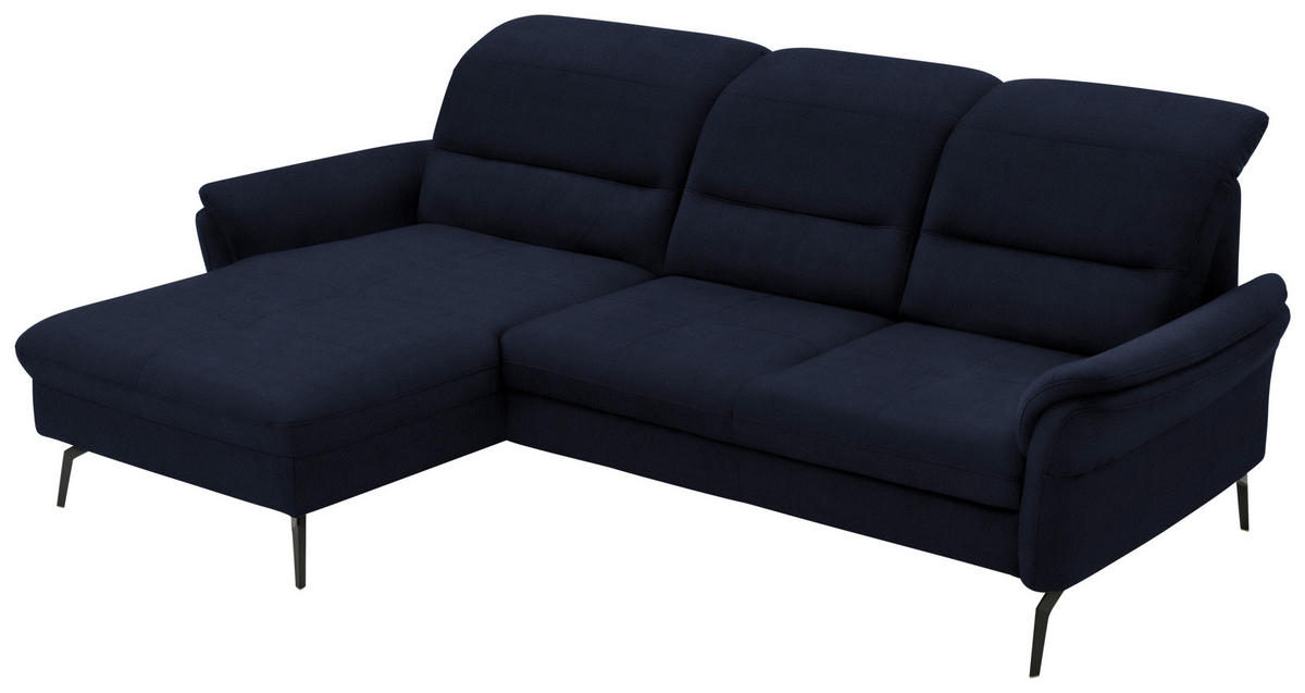 ECKSOFA in Flachgewebe Blau  - Blau/Schwarz, Konventionell, Textil/Metall (181/260cm) - Beldomo Speed