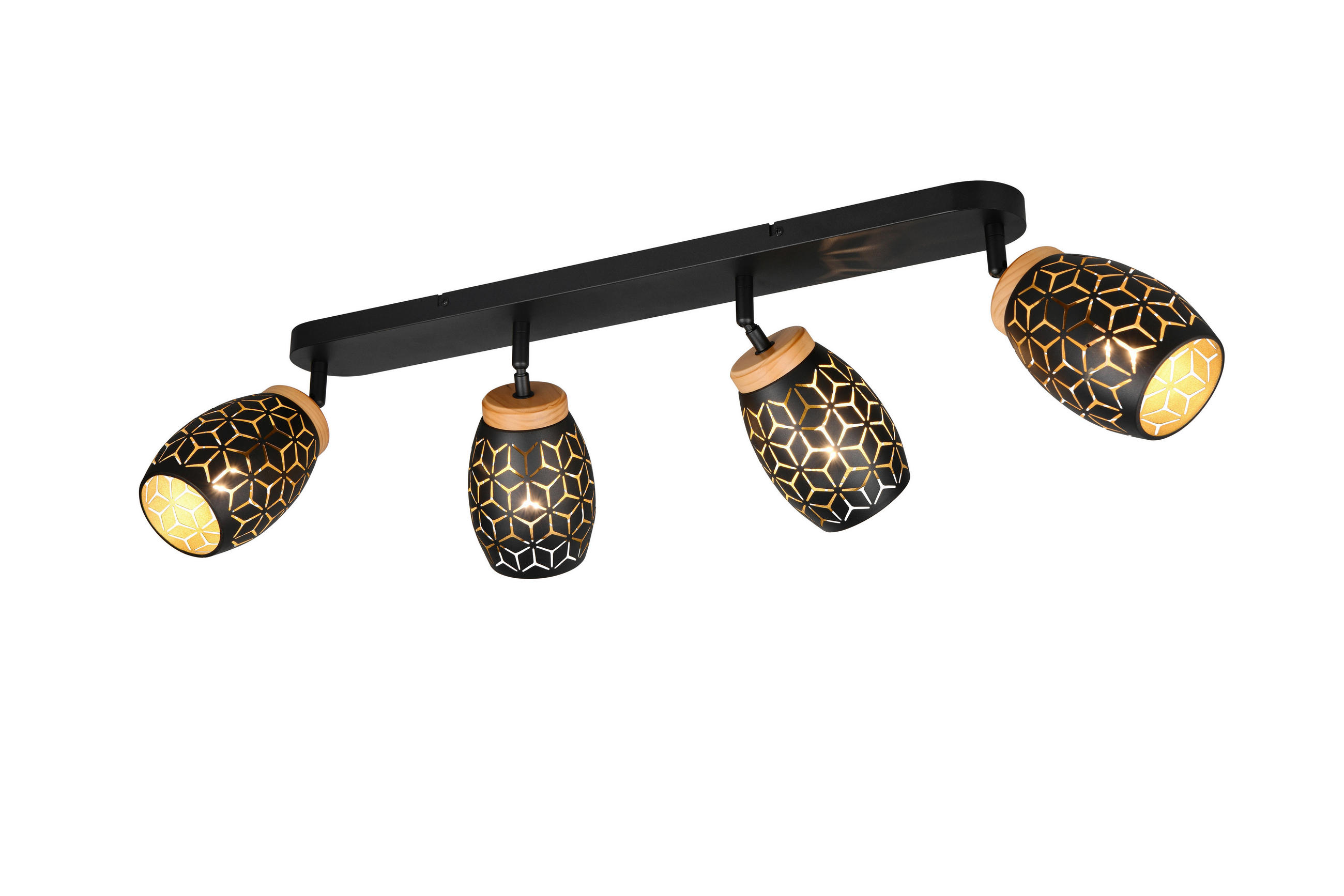 TAKSPOTLIGHT 74/27/12 cm - svart/guldfärgad, Trend, metall/trä (74/27/12cm)