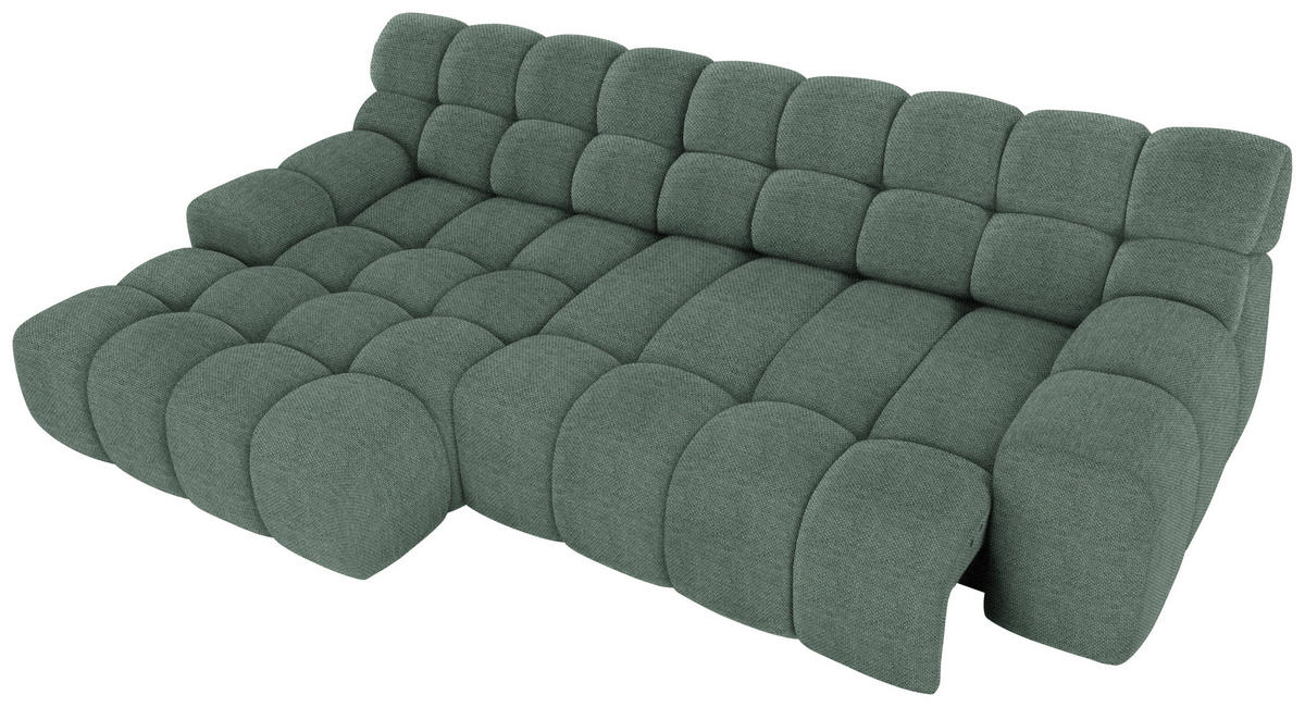 Ecksofa inkl. Funktion Grün Webstoff  - Schwarz/Grün, MODERN, Kunststoff/Textil (180/297cm) - Welnova