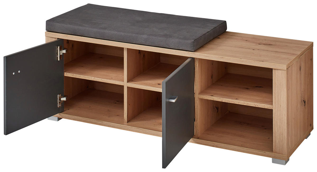 ŠATNÍ LAVICE, 122/50/38 cm - šedá/barvy stříbra, Design, kov/kompozitní dřevo (122/50/38cm) - Xora
