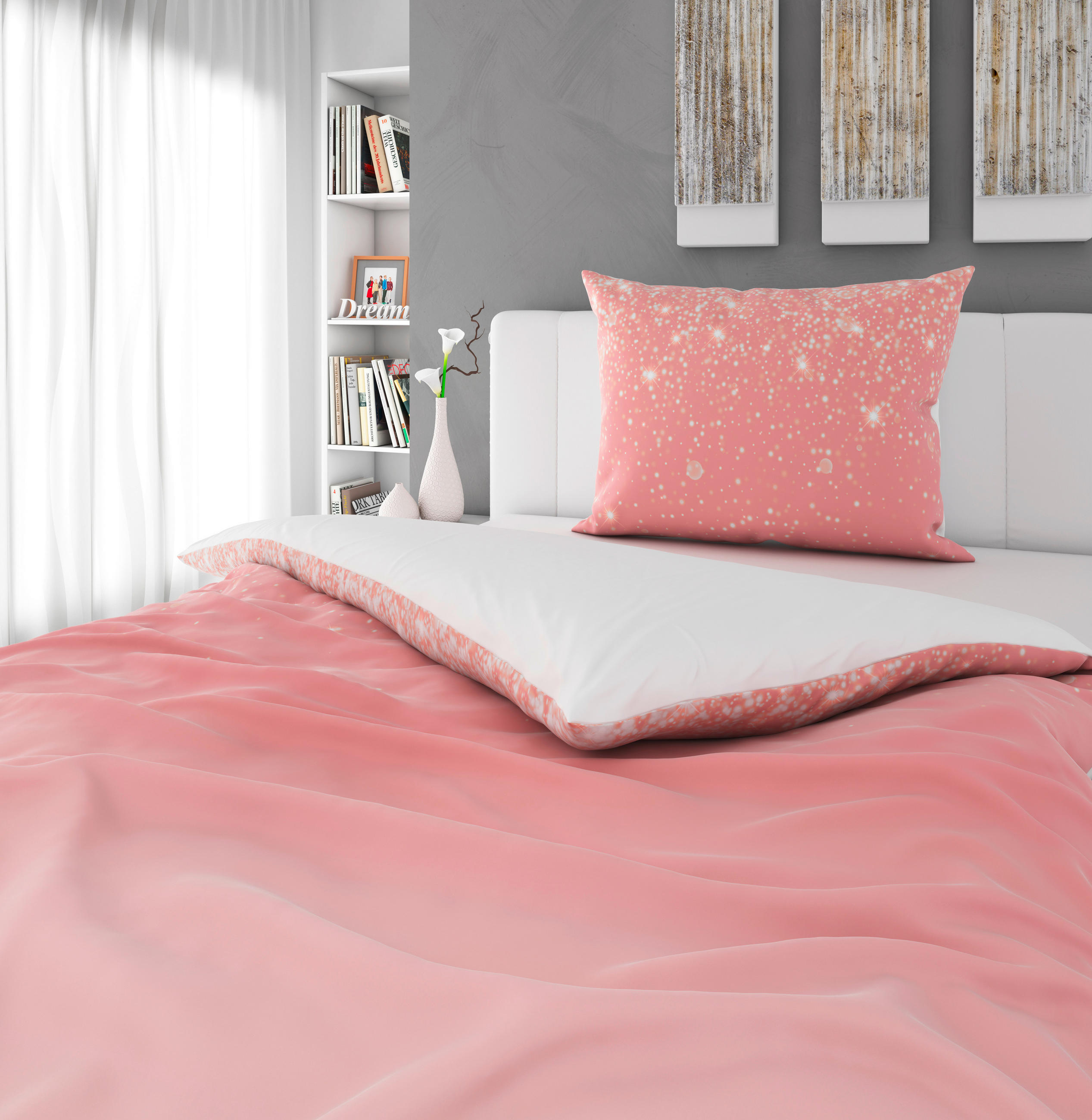 OBOJESTRANSKA POSTELJNINA 140/220 cm saten roza  - roza, Basics, tekstil (140/220cm) - Esposa