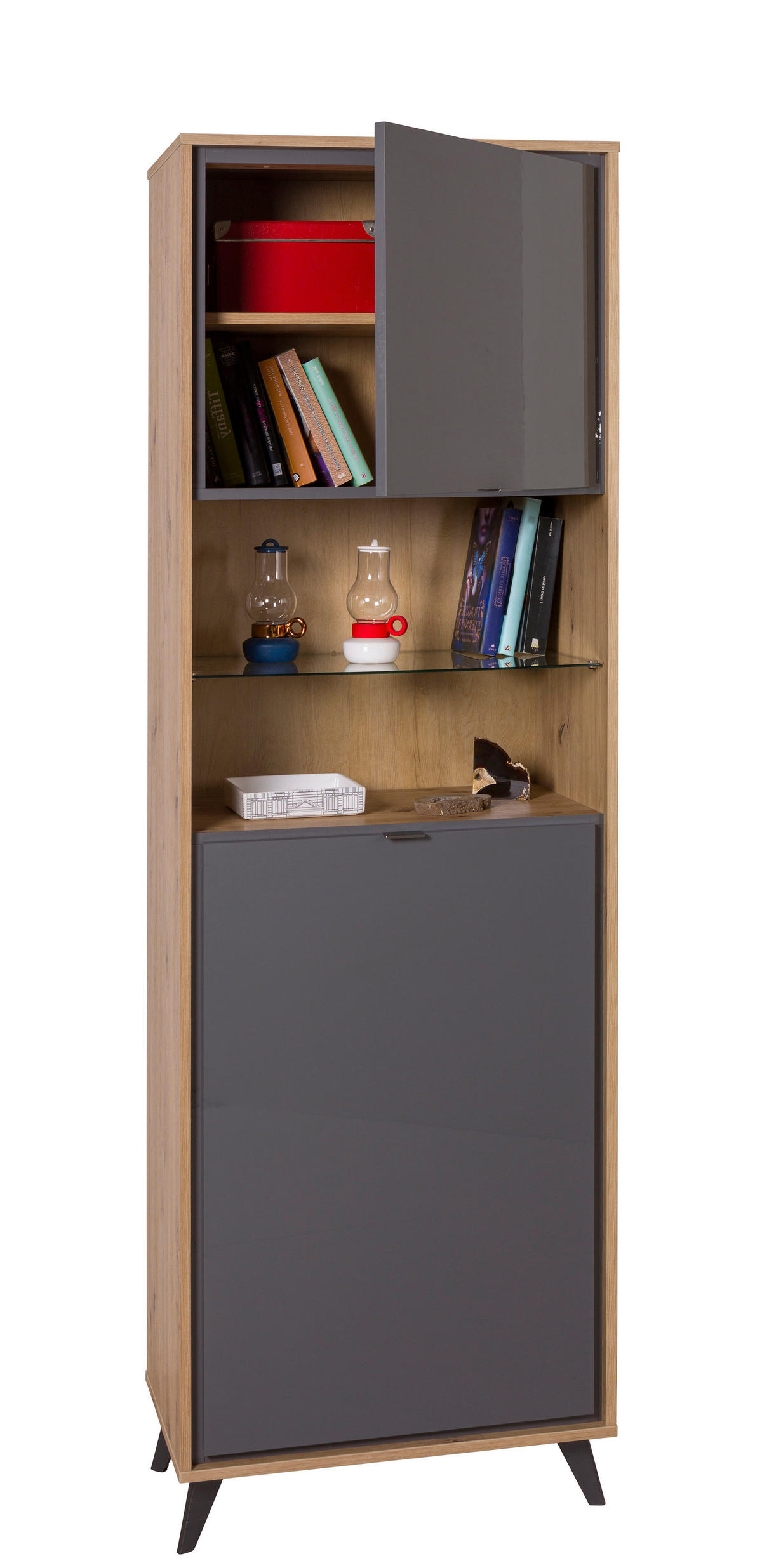 VITRINA, delno masivno  - Moderno, kovina/umetna masa (65,6/200,1/40,7cm) - Carryhome