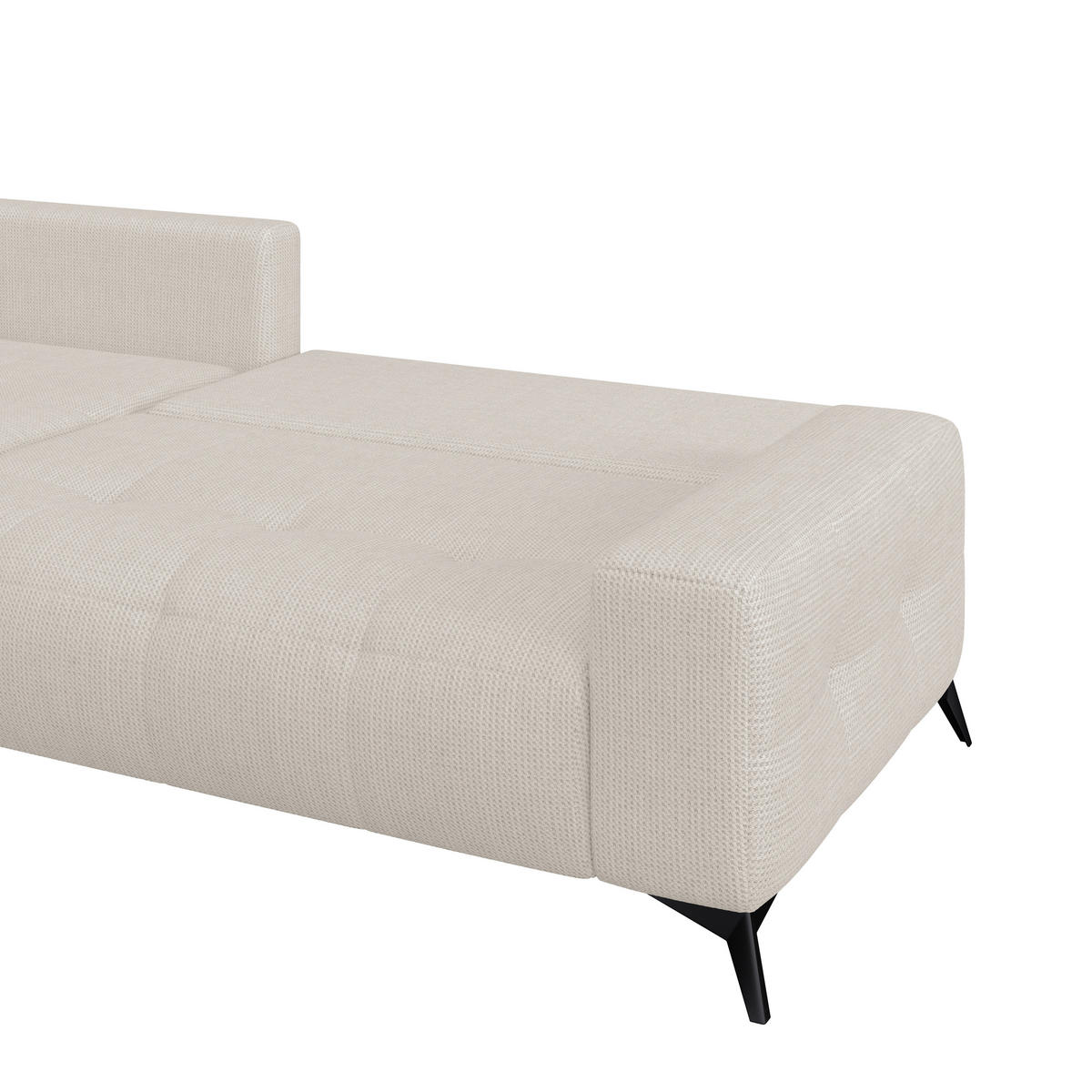 ECKSOFA MAURO Perlmutt Flachgewebe  - Perlmutt/Schwarz, Trend, Textil/Metall (175/290cm) - MID.YOU