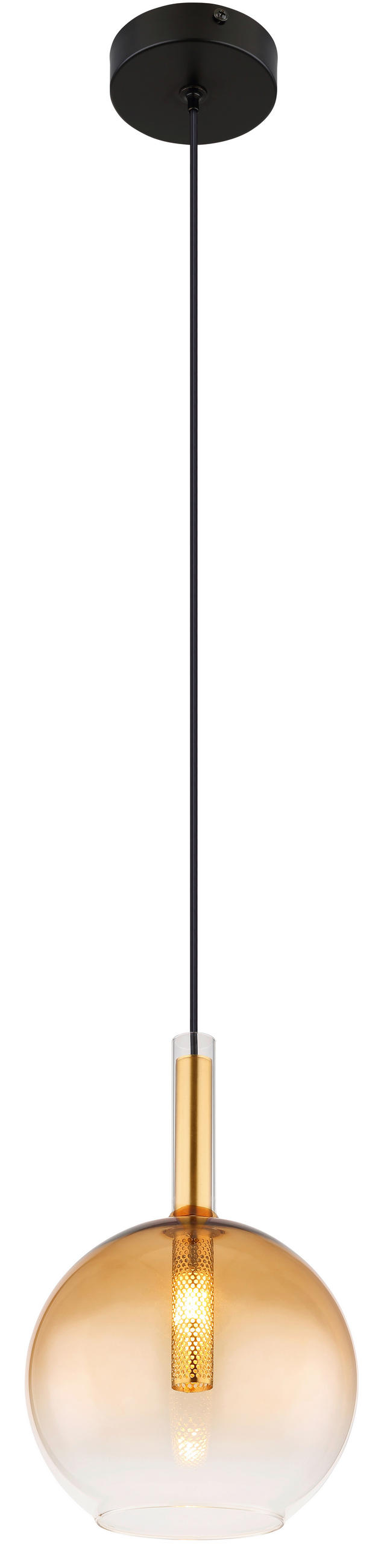 HÄNGLAMPA 18/120 cm  - klar/mässingsfärgad, Design, metall/glas (18/120cm) - Globo