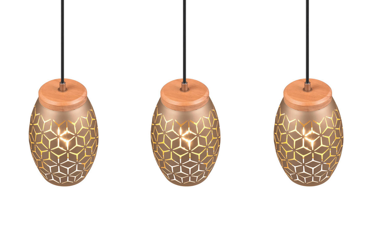 PENDELLEUCHTE 71/15/150 cm  - Goldfarben/Braun, KONVENTIONELL, Holz/Metall (71/15/150cm)