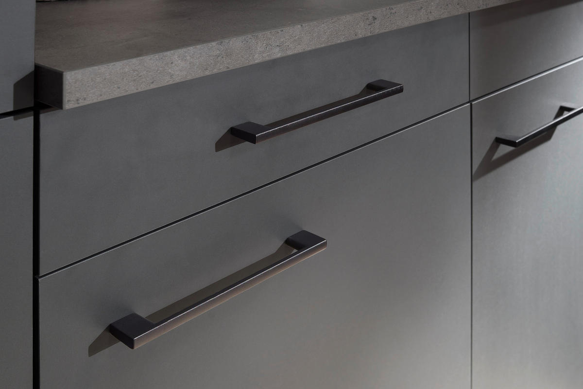 ECKKÜCHE - Dunkelgrau/Schwarz, Design, Holzwerkstoff/Metall (340/172cm) - Respekta